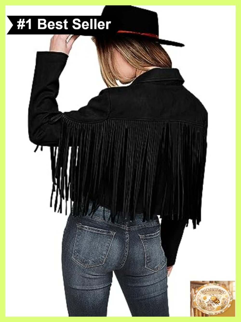 Women's Faux Suede Fringe Jacket Cropped Moto Western